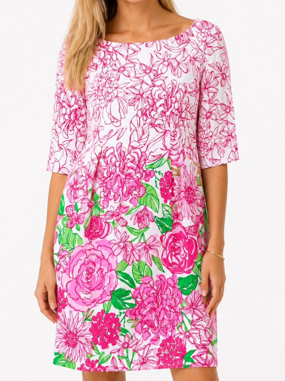 Lilly Pulitzer Livie Silk Blend Pink Floral Shift Dress Size 4 NWT
